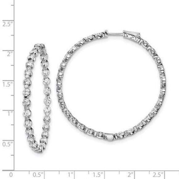 Sterling Shimmer Sterling Silver Rhodium-plated 54 Stone 3.5mm CZ In and Out Rou - Picture 2 of 6